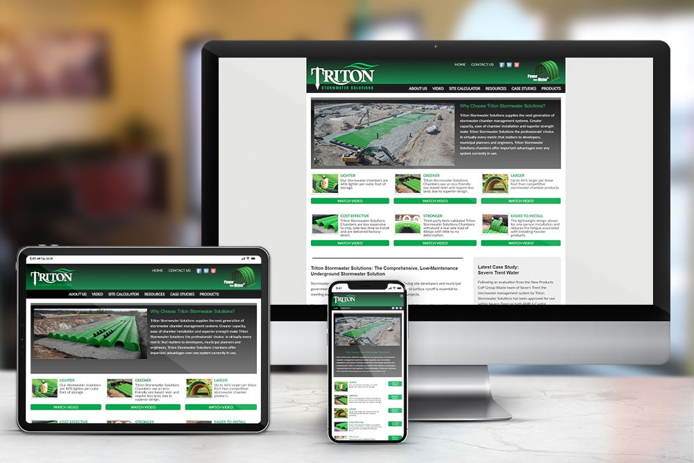 Responsive display of the 'Triton' website and software design, developed by CPS.