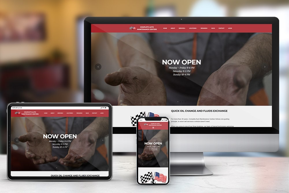 Responsive display of the 'Team CAMC' website, designed by CPS.
