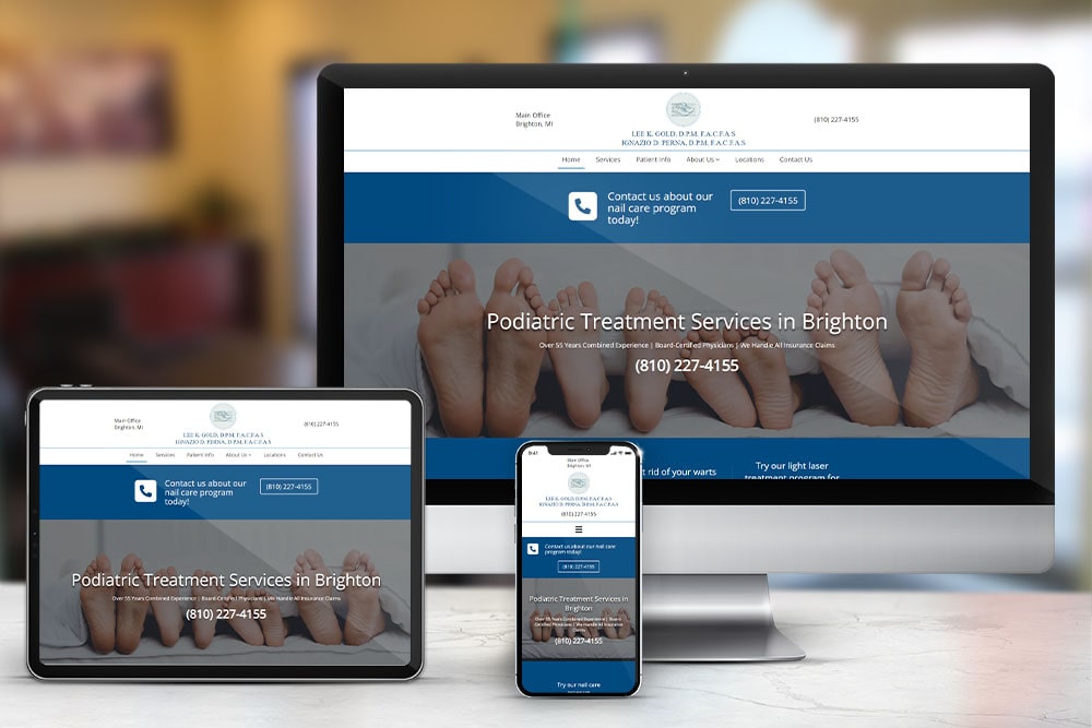 Responsive display of the 'Tri County Foot Care' website, created by CPS.